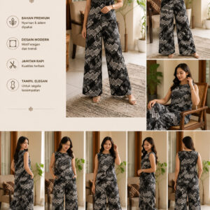 Setelan vast motif seno hitam putih