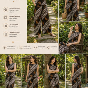 Setelan vast motif Rilis gedang hitam sogan putih