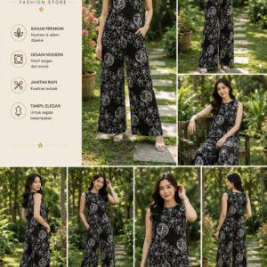 Setelan vast motif cumi hitam putih