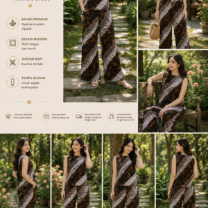 Setelan vast motif parang seno rilis hitam sogan putih