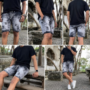 Celana Pendek Pria Motif Sobek