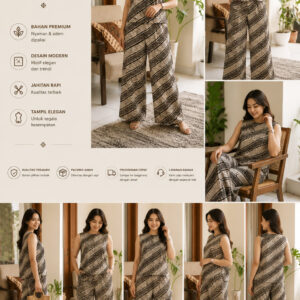 Setelan vast motif seno rilis hitam putih